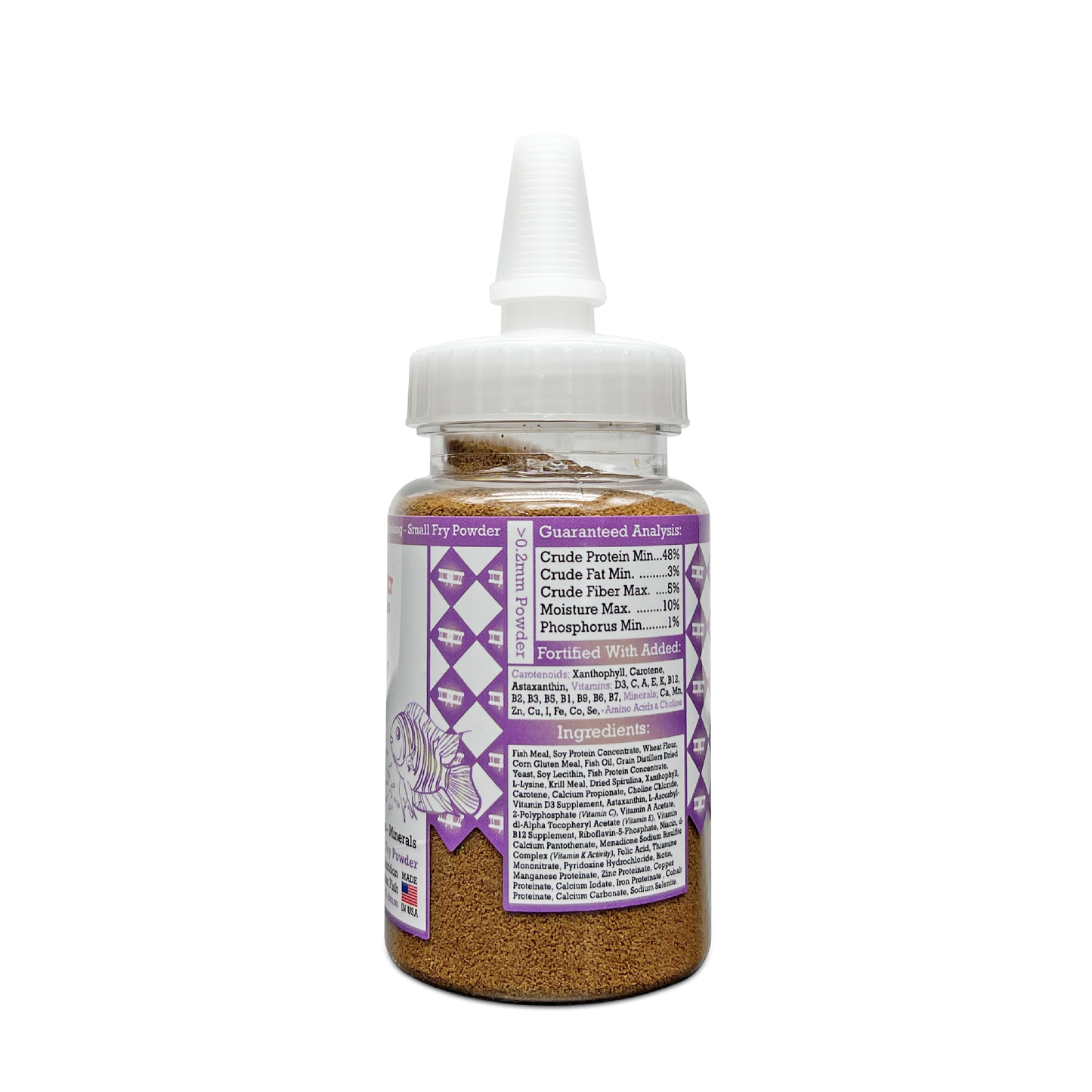 premium cichlid fry food powder 48 protein for breeders