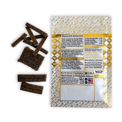 Shrimp food packages with a label on a white background