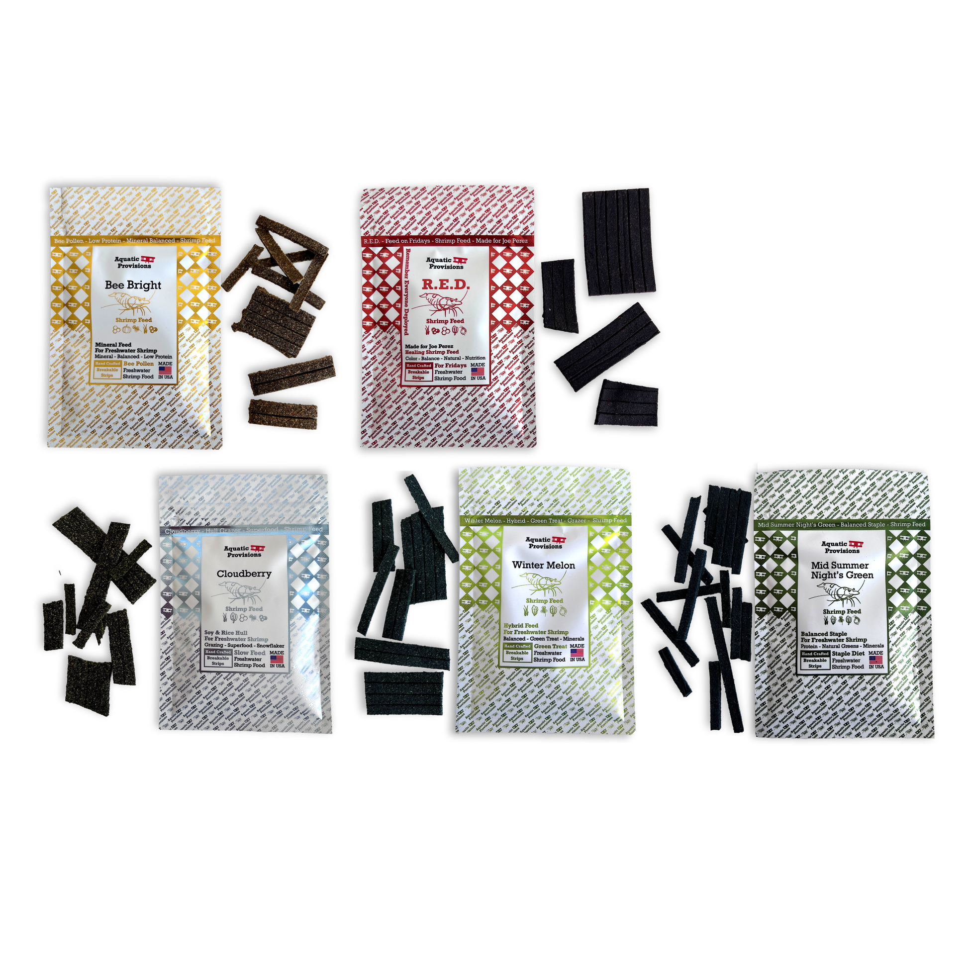 Five pack of Aquatic Provisions neocaridina shrimp feeds