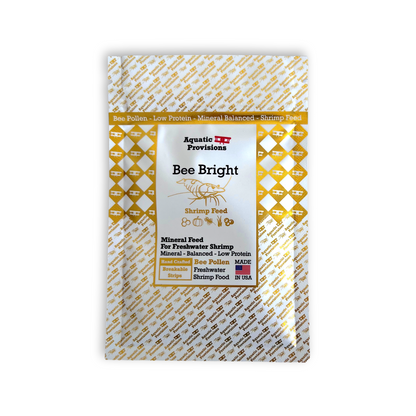 Aquatic Provisions Bee Bright Shrimp Feed packaging on a white background
