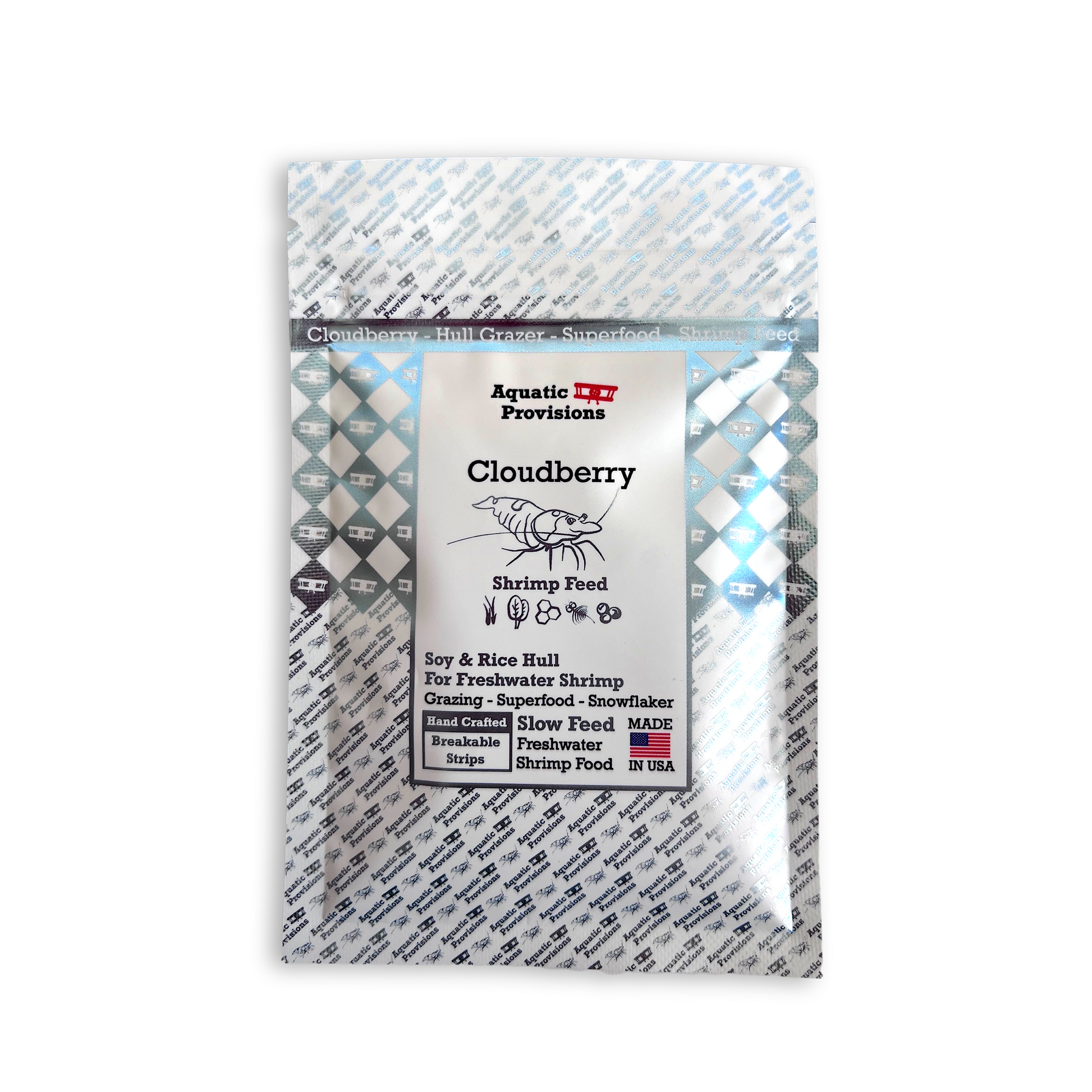 Package of Cloudberry Shrimp Feed with brand logo on a white background