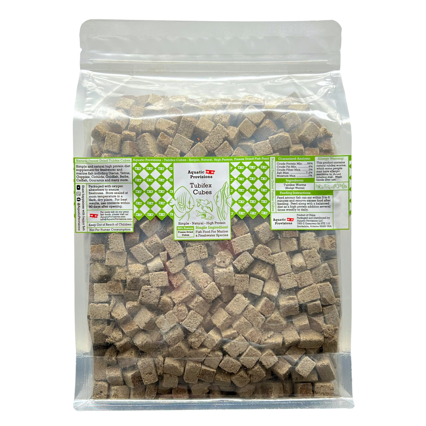 Tubifex Cubes, Freeze Dried, Bulk