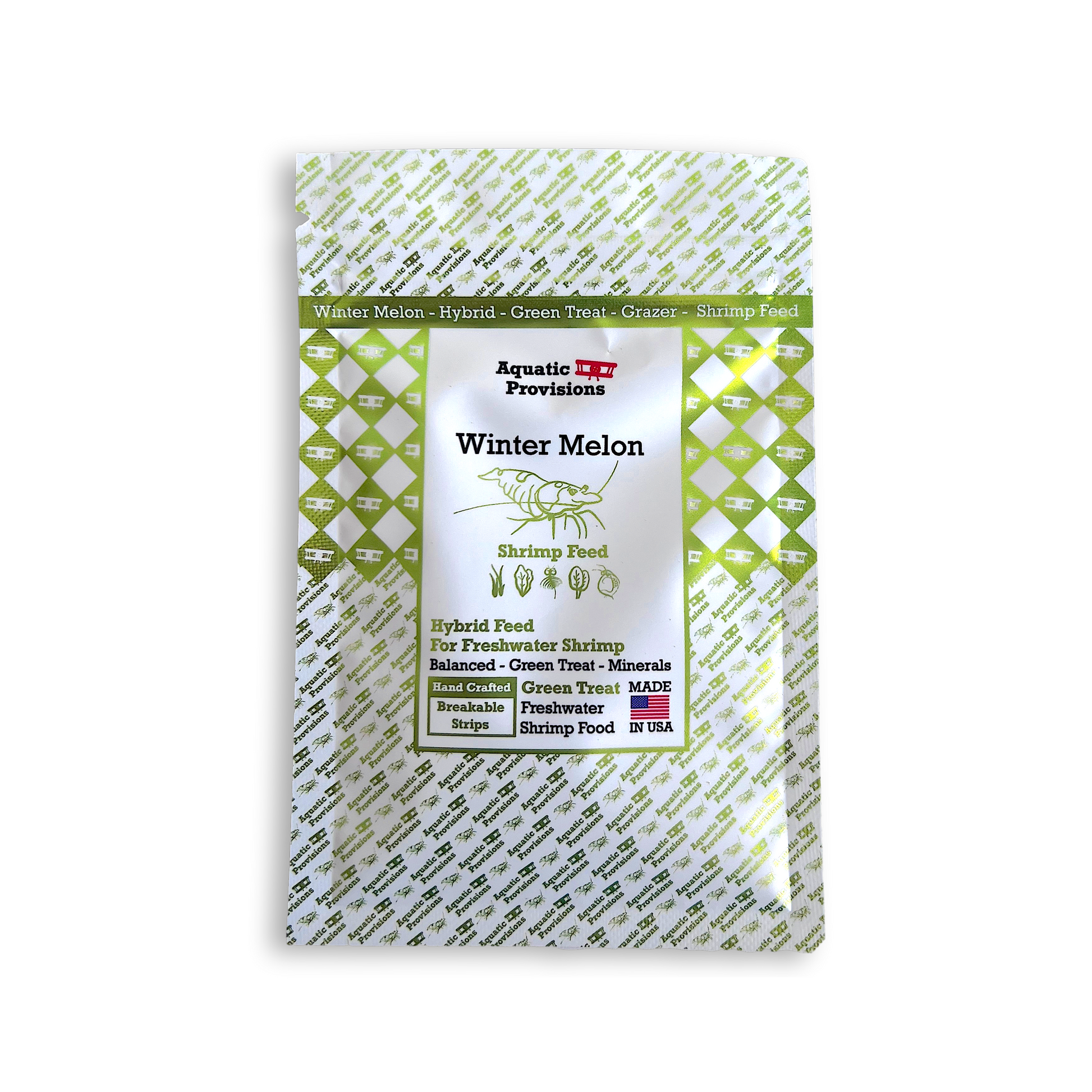Aquatic Provisions Winter Melon shrimp food package on a white background