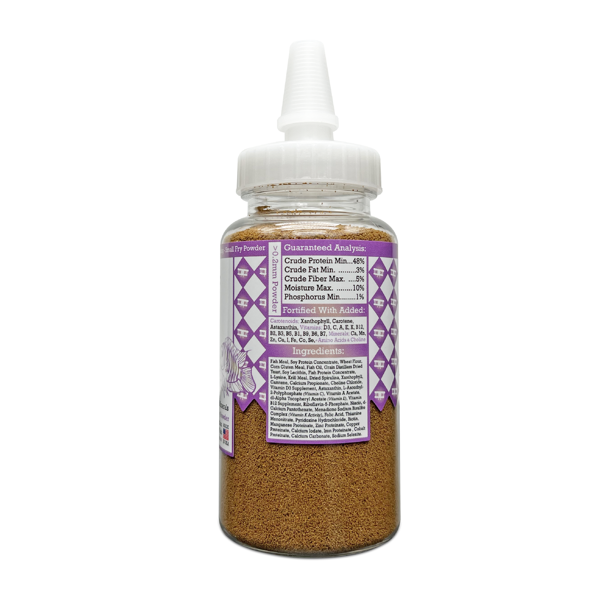 small fry powder semi fine fish food for fry growth
