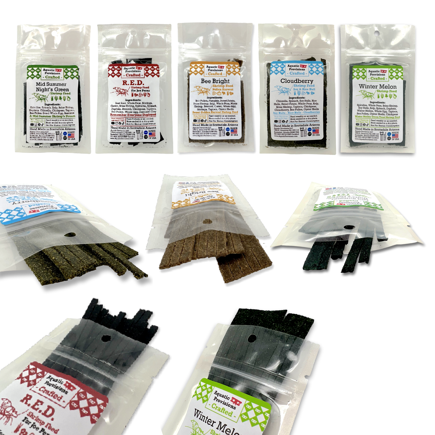 Shrimp Feed Variety Pack – 5 Blends, 10 Grams Each (50 Grams Total)